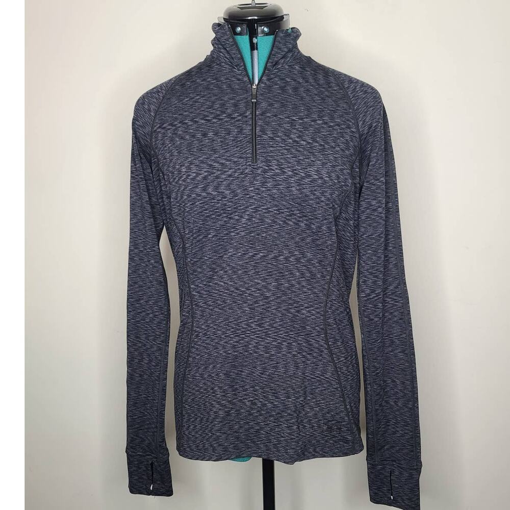 REI black spacedye quarter zip pullover long sleeve shirt - medium